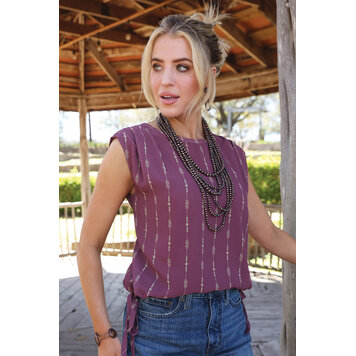 Cruel Denim Arrow Side Tie Blouse Plum