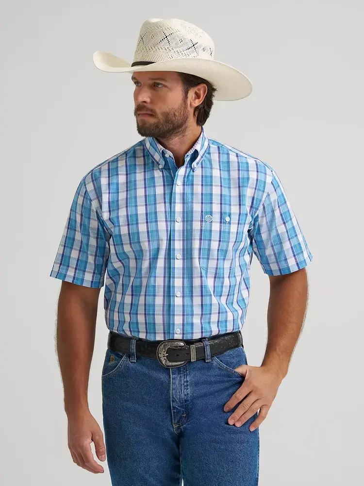 Wrangler George Strait One Pocket Short Sleeve Multi Blue