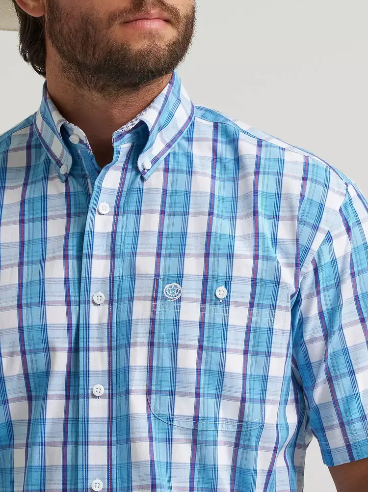 Wrangler George Strait One Pocket Short Sleeve Multi Blue