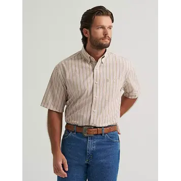 Wrangler George Strait One Pocket Button Down Sand Stripes