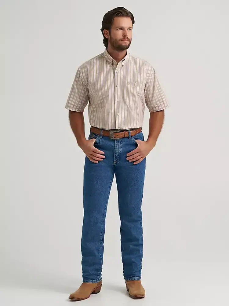Wrangler George Strait One Pocket Button Down Sand Stripes