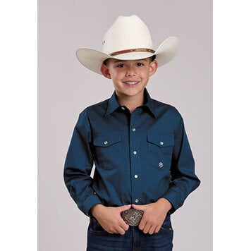 Roper Youth Amarillo Stretch Solid Navy Snap