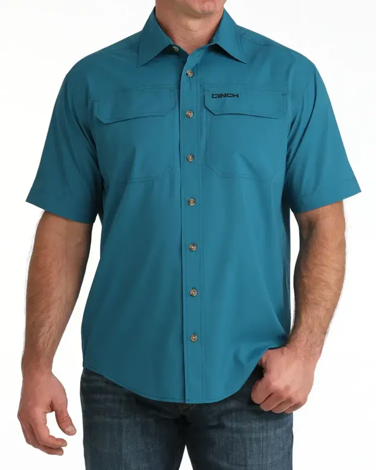 Cinch Arenaflex Button Down Solid Teal
