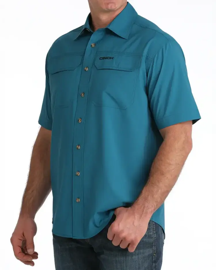 Cinch Arenaflex Button Down Solid Teal