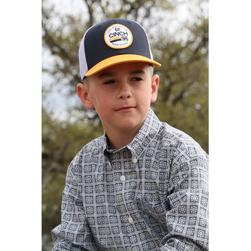 Cinch Youth Trucker Cap Navy Yellow