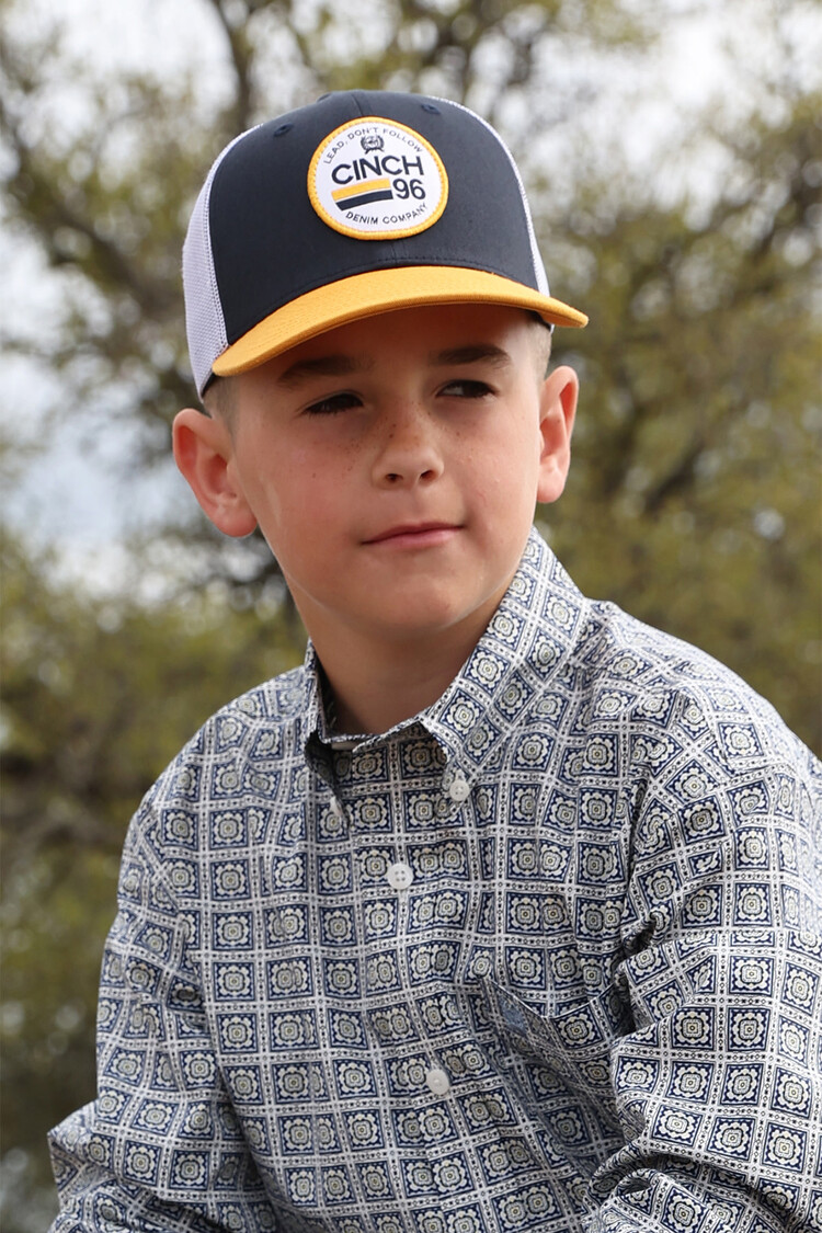 Cinch Youth Trucker Cap Navy Yellow
