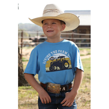 Cinch Youth Living The Farm Life Tee Blue