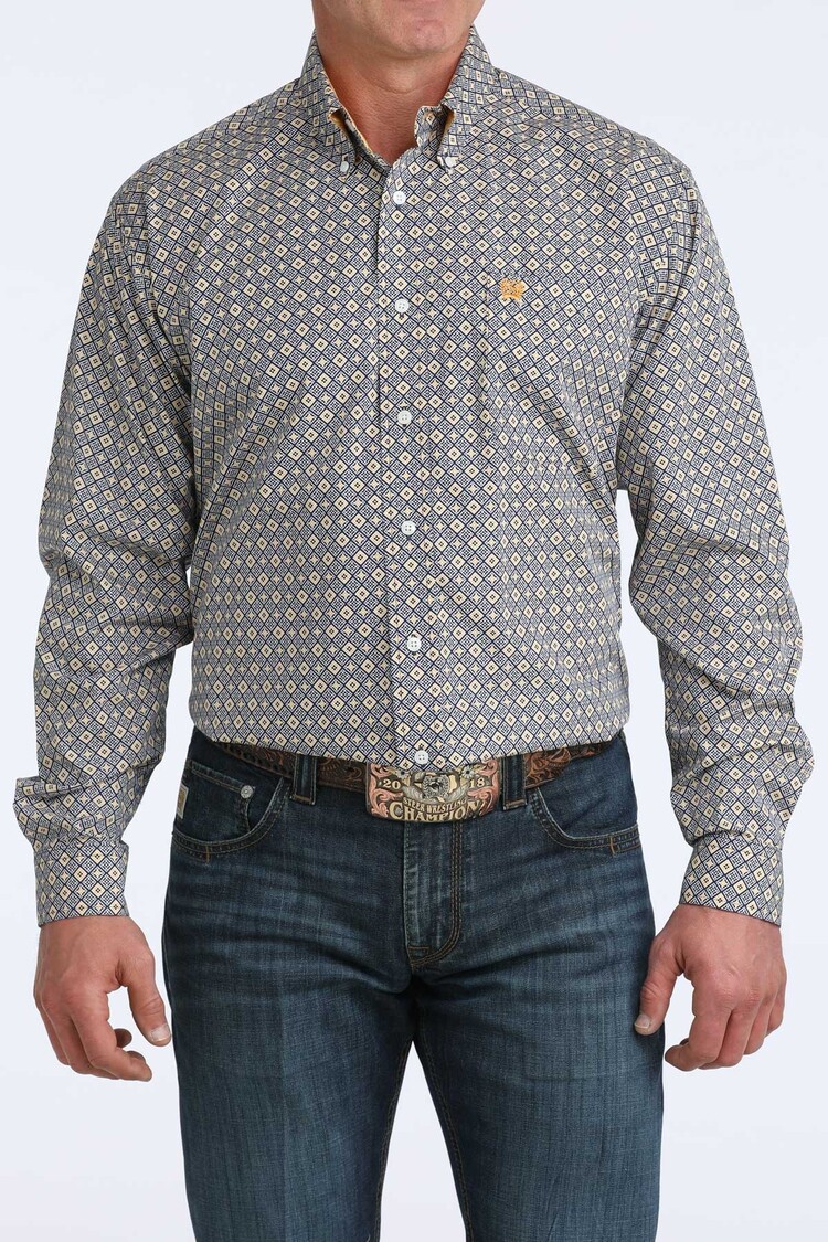 Cinch Royal Blue Gold Button Down