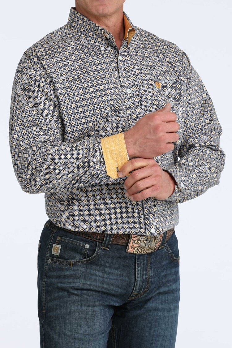 Cinch Royal Blue Gold Button Down