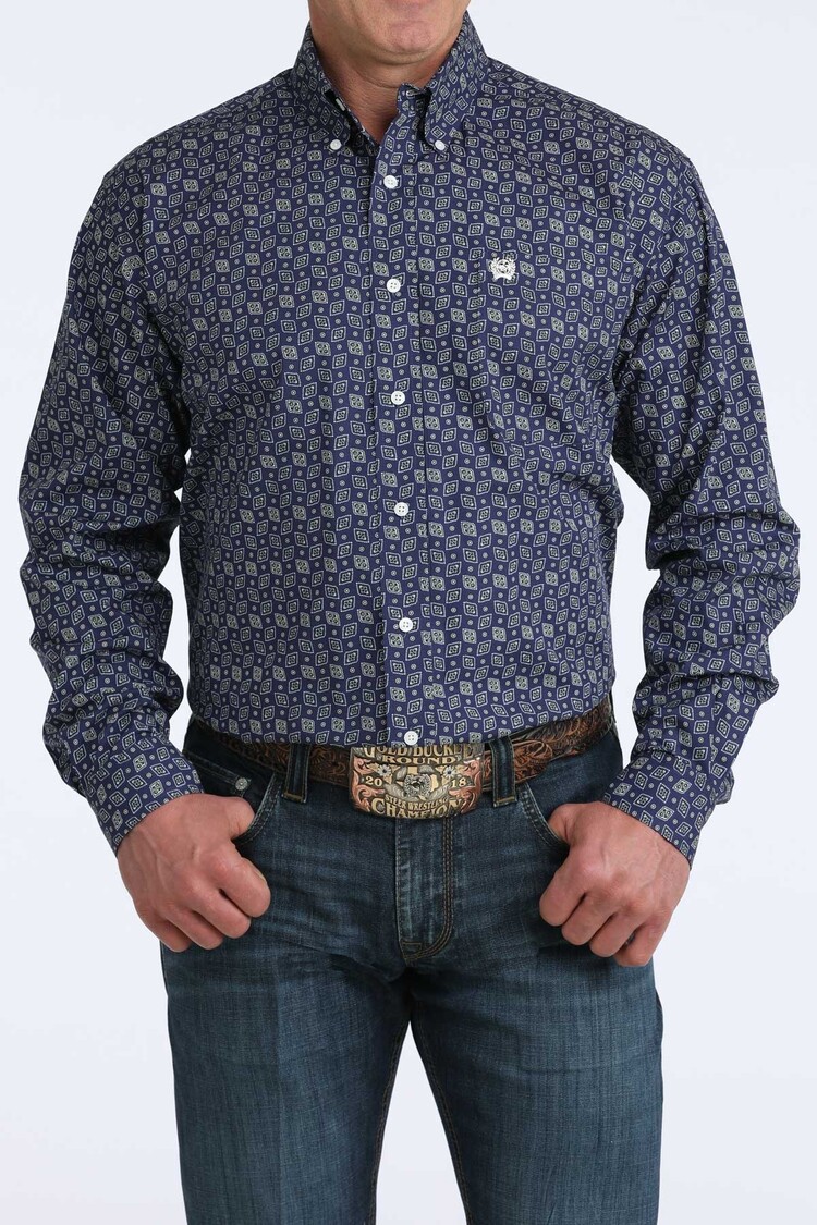 Cinch Royal Blue Fallen Diamonds Button Down