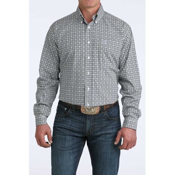 Cinch White Blue Yellow Geometric Button Down
