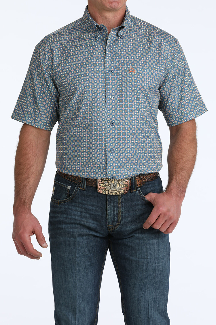 Cinch Arenaflex Blue Design Button Down