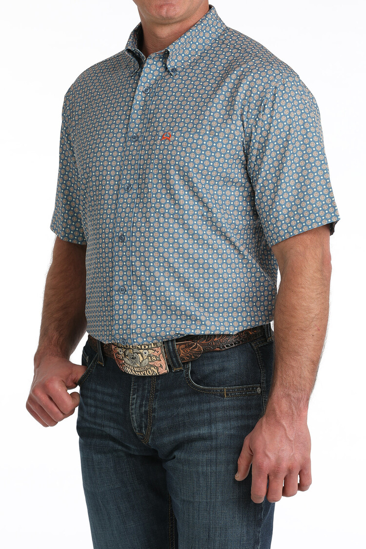 Cinch Arenaflex Blue Design Button Down