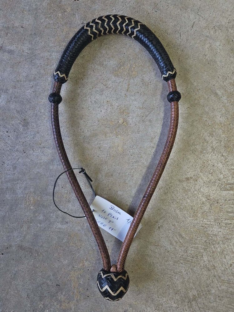 Traditional Rawhide Braiders Bosal 1/4" Caramel Black Nose Natural Accents