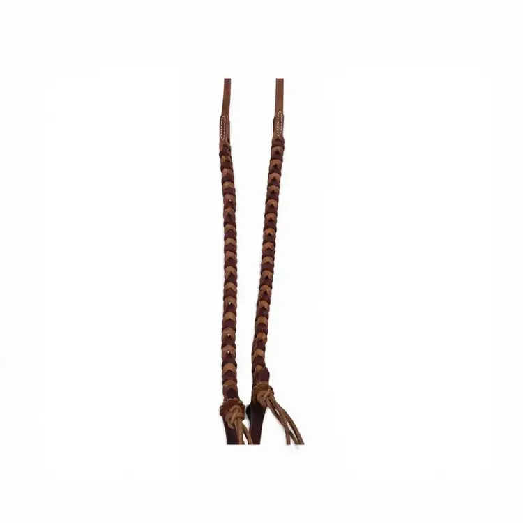 Berlin Custom Leather Two Tone Braided Roper Reins 5/8" x 8'