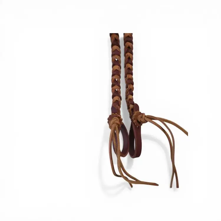 Berlin Custom Leather Two Tone Braided Roper Reins 5/8" x 8'