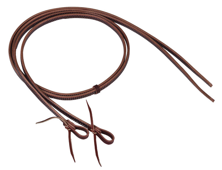 Berlin Custom Leather Doubled & Stitched Split Reins 5/8'' x 7.5' Oiled