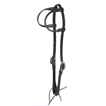 Berlin Custom Leather Black Stitched Double Ear Headstall
