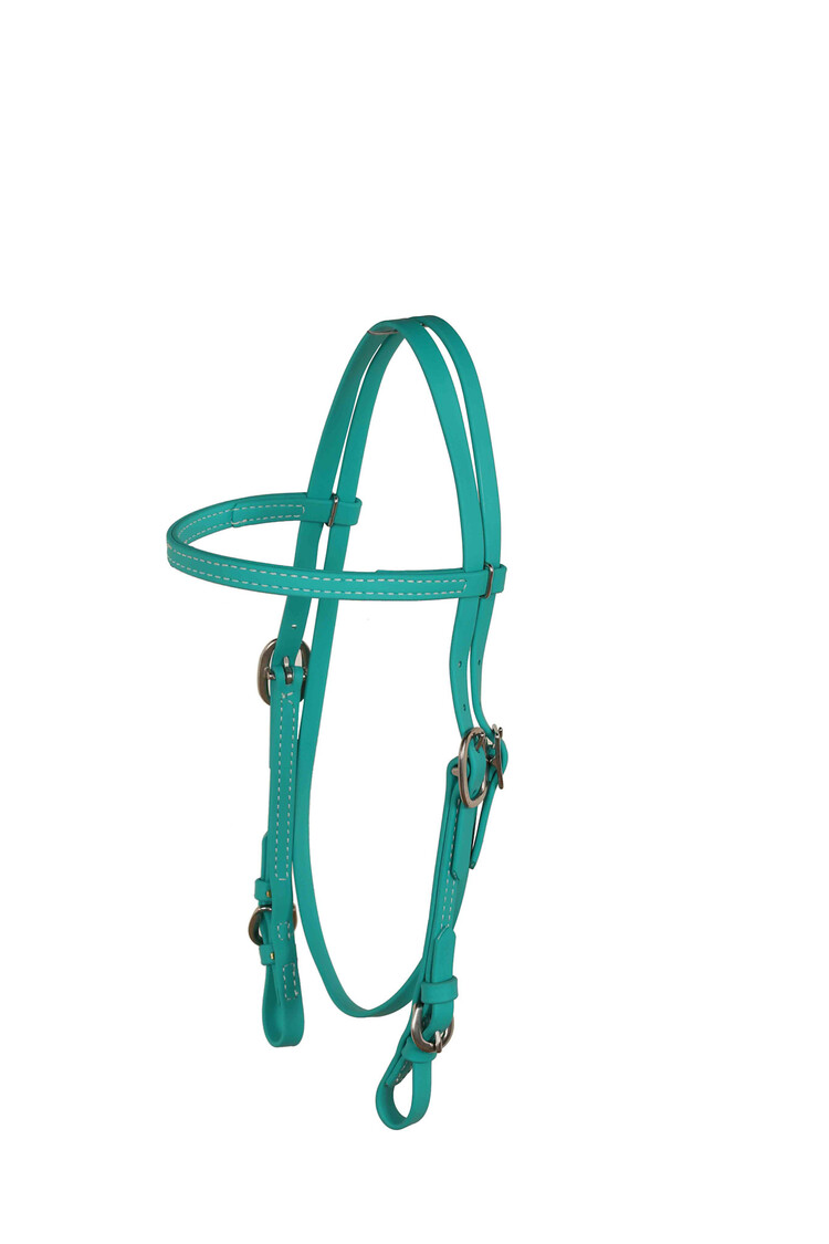 Berlin Custom Leather Biothane Headstall Stainless Teal