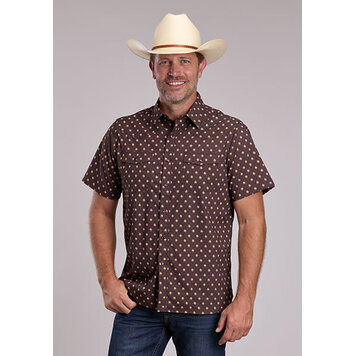 Roper Two Pocket Snap Western Argyle Brown