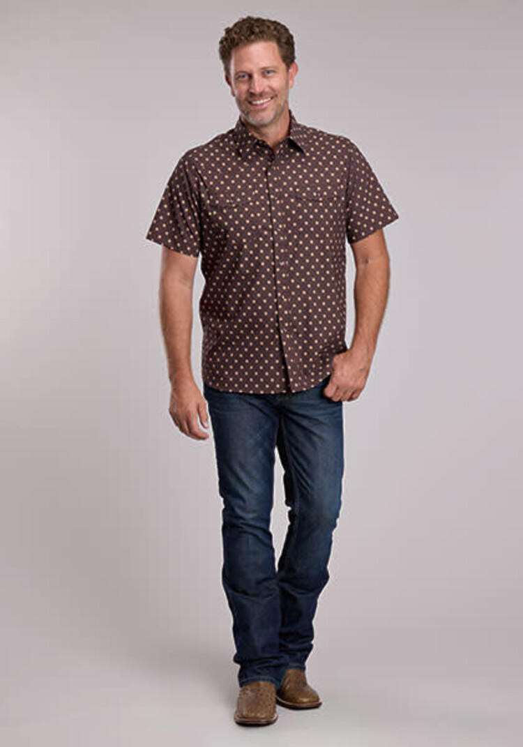 Roper Two Pocket Snap Western Argyle Brown