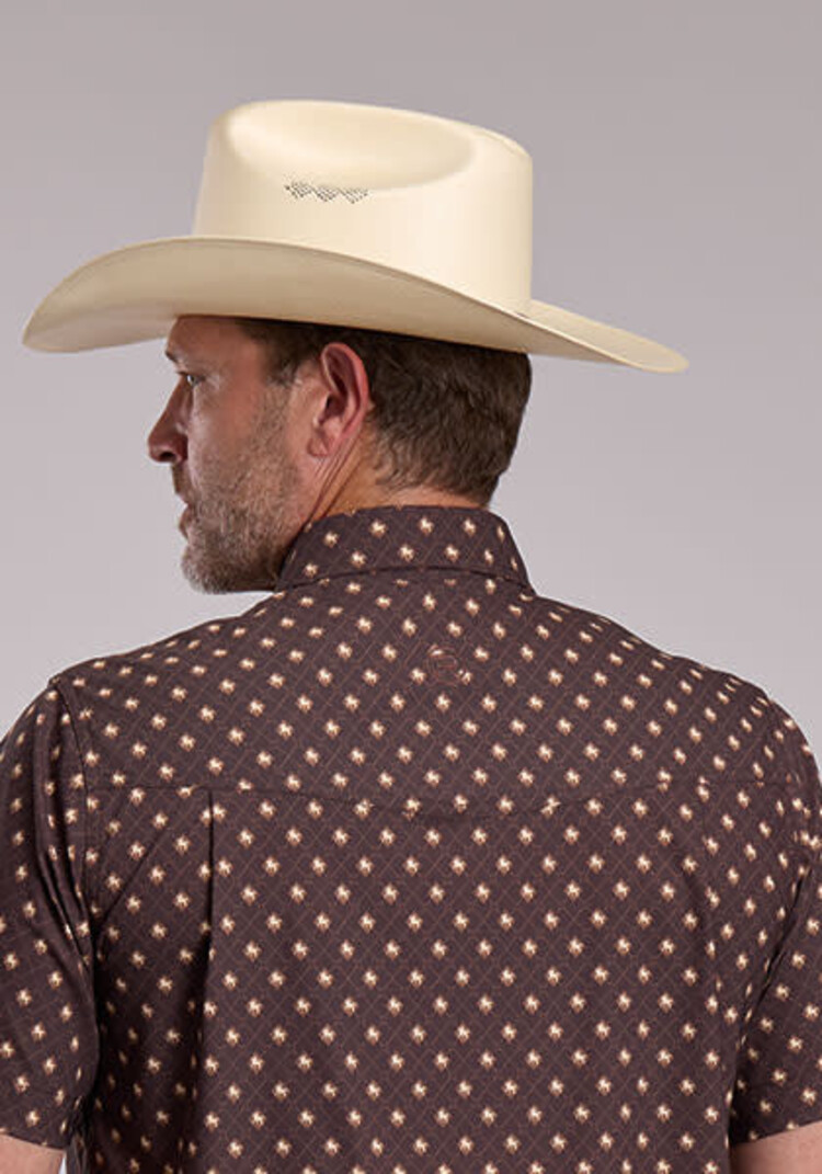 Roper Two Pocket Snap Western Argyle Brown