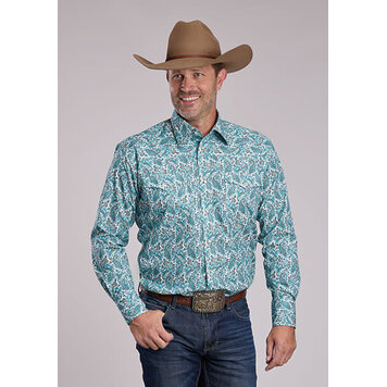 Roper Happy Trails Snap Blue Turquoise Paisley