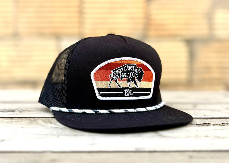 Red Dirt Hat Co Buddy Cap Black White Rope