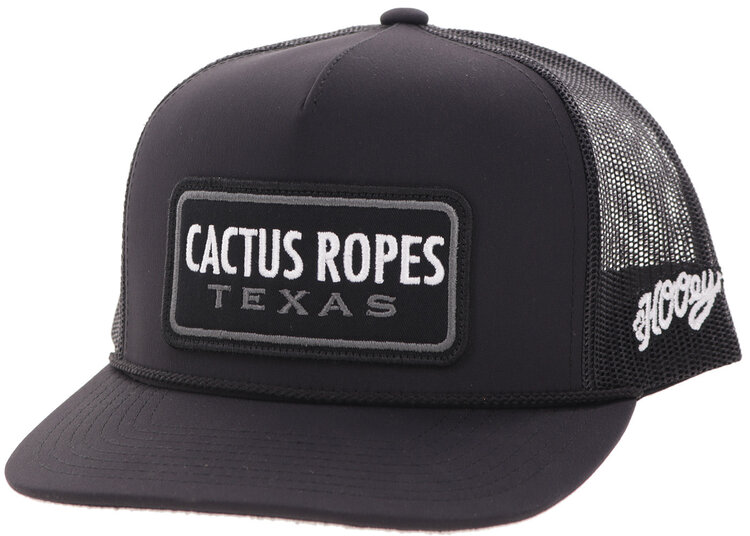 HOOey Cactus Ropes Cap Black w Black White Patch