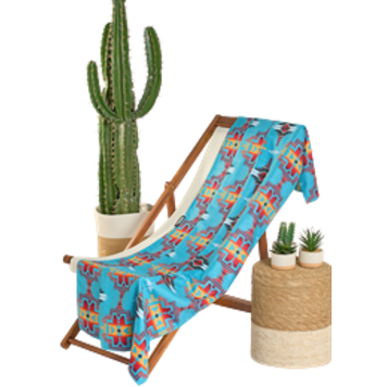Rock & Roll Denim Aztec Microfibre Towel Turquoise