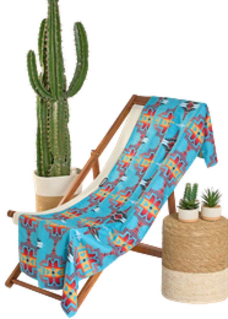 Rock & Roll Denim Aztec Microfibre Towel Turquoise