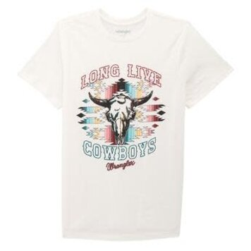 Wrangler Aztec Long Live Cowboys Tee White