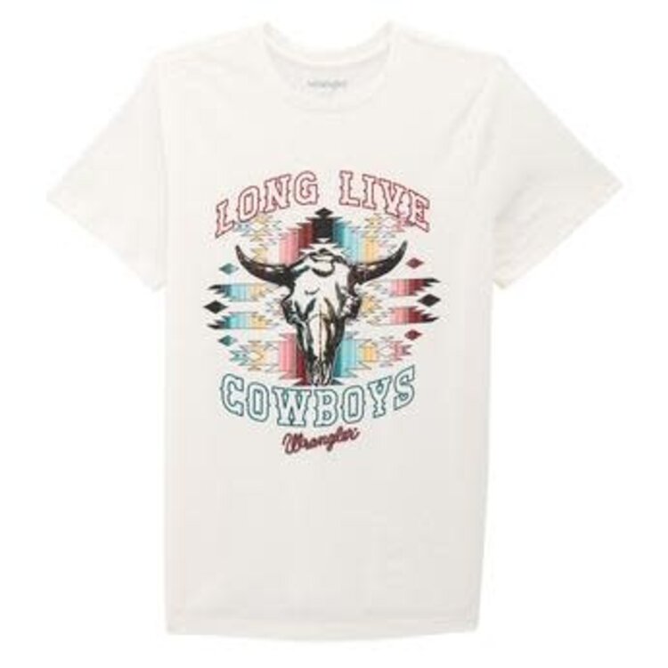 Wrangler Aztec Long Live Cowboys Tee White