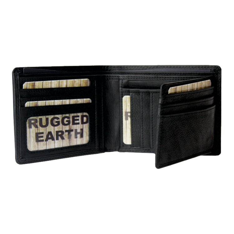Rugged Earth Bifold Leather Wallet Black