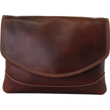 Rugged Earth Fold Over Leather Purse Brown