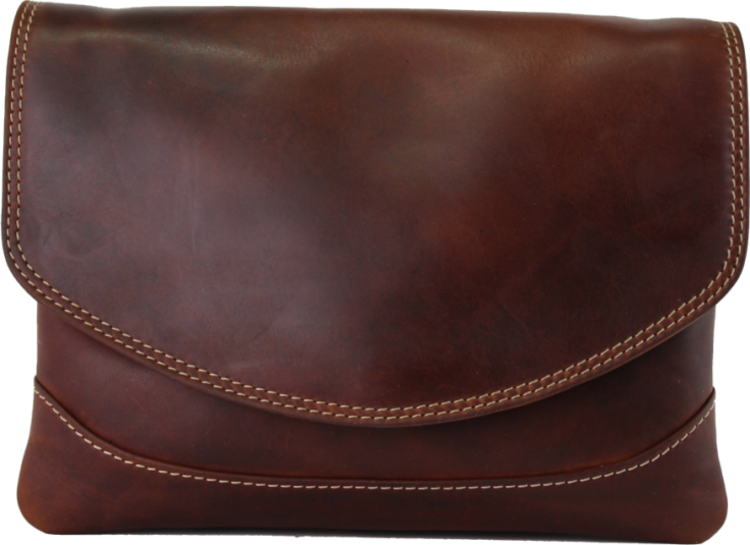 Rugged Earth Fold Over Leather Purse Brown