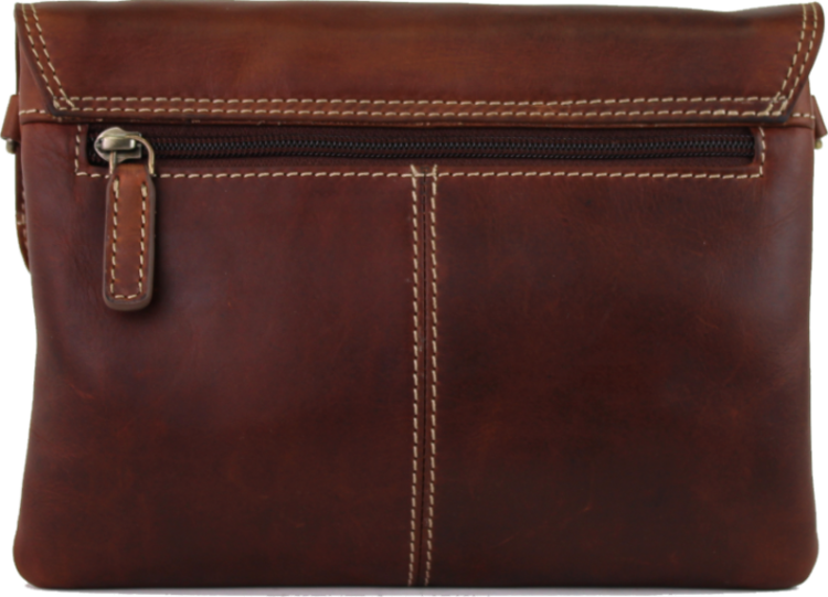 Rugged Earth Fold Over Leather Purse Brown