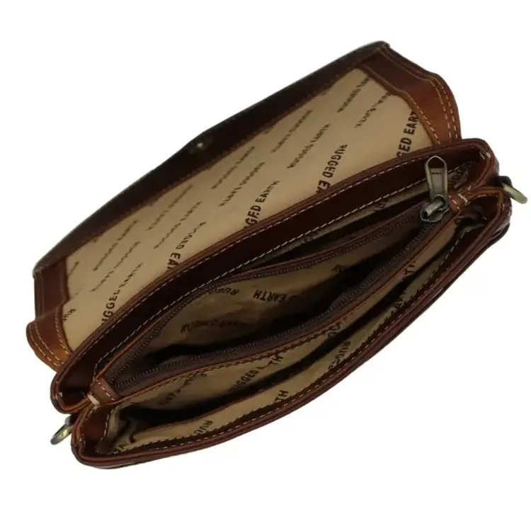 Rugged Earth Fold Over Leather Purse Brown