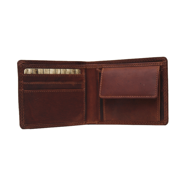 Rugged Earth Leather Billfold Wallet W/ Coin Pocket