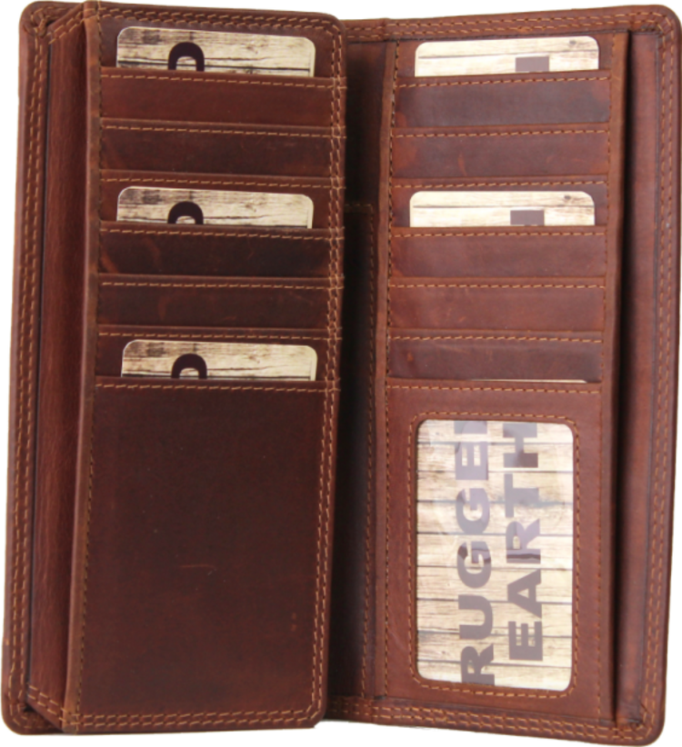 Rugged Earth Plain Leather Fold Over Wallet
