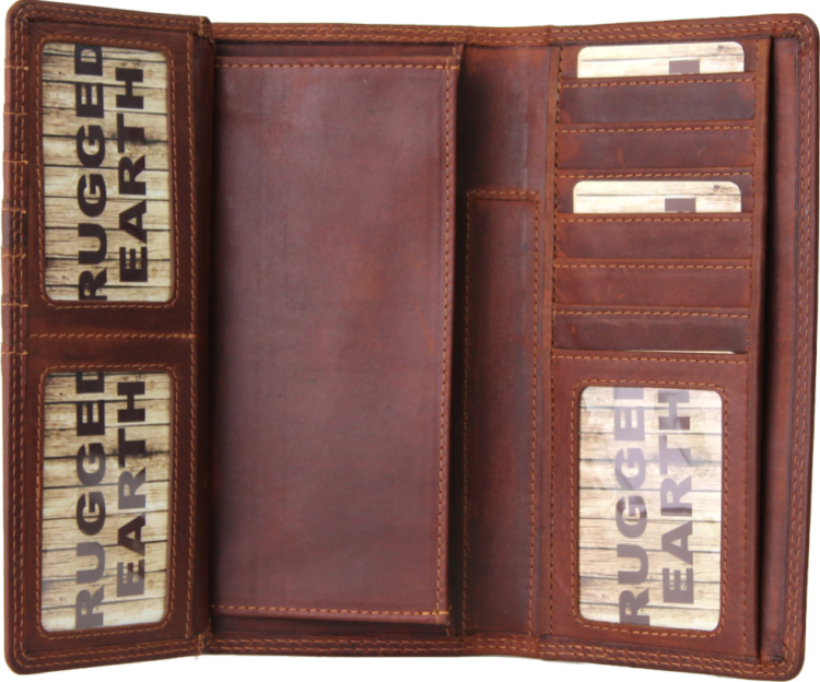 Rugged Earth Plain Leather Fold Over Wallet