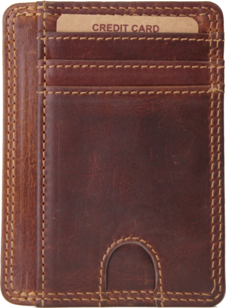 Rugged Earth Leather Credit Card Wallet Brown
