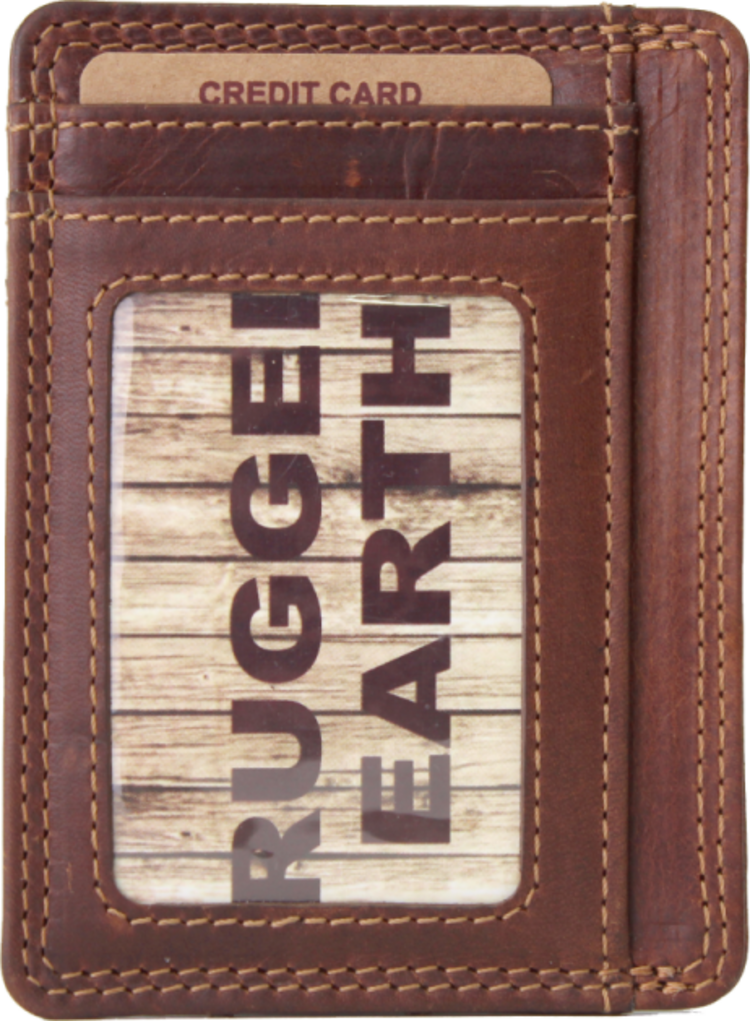 Rugged Earth Leather Credit Card Wallet Brown