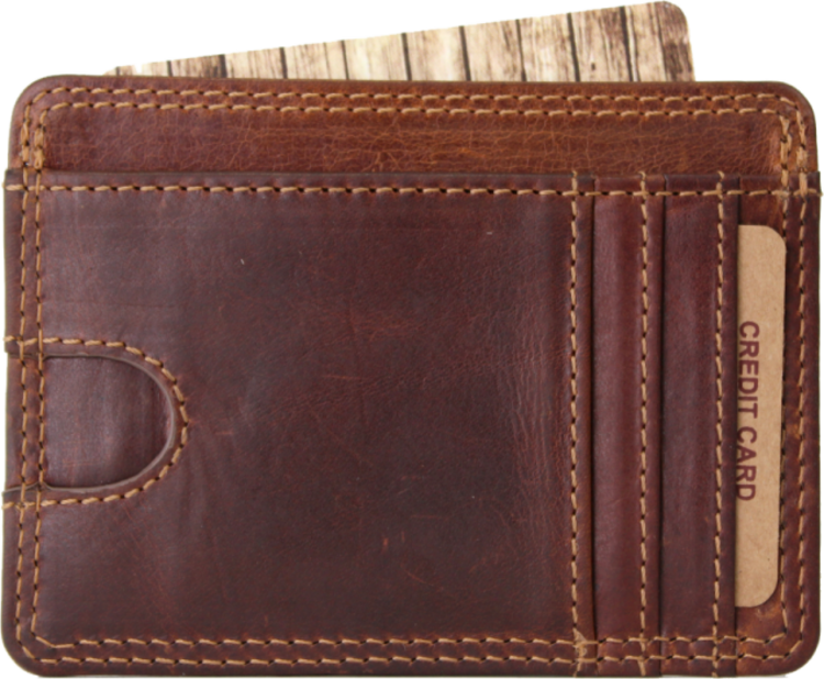 Rugged Earth Leather Credit Card Wallet Brown