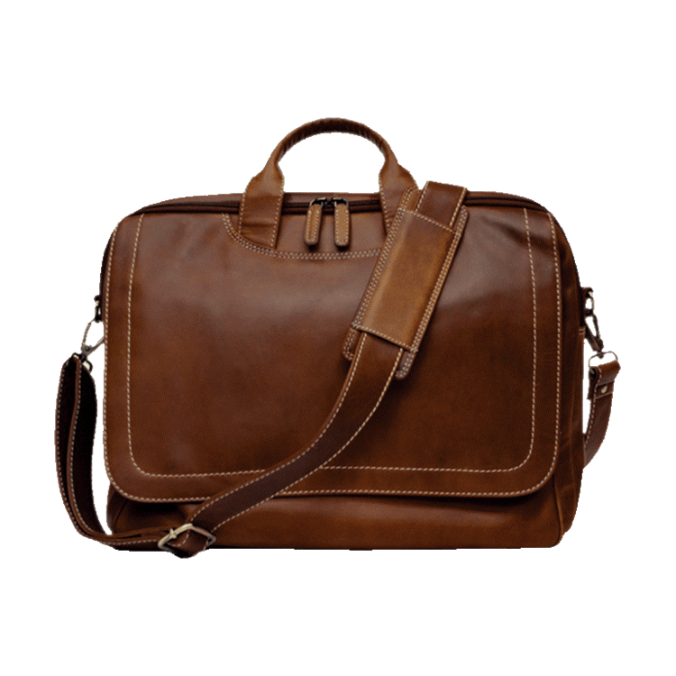 Rugged Earth Leather Laptop Briefcase Brown