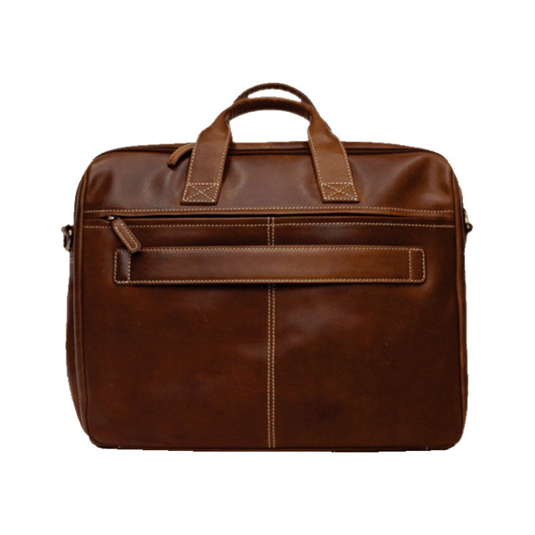 Rugged Earth Leather Laptop Briefcase Brown