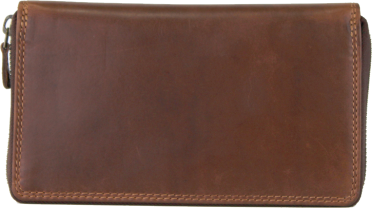 Rugged Earth Leather Zippered Wallet Brown