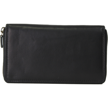 Rugged Earth Leather Zippered Wallet Black