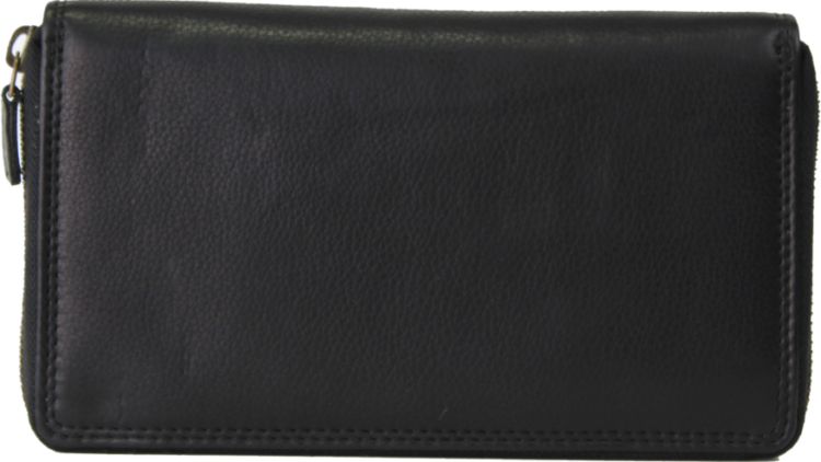 Rugged Earth Leather Zippered Wallet Black