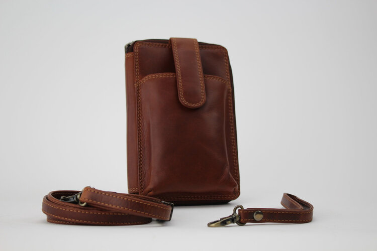 Rugged Earth Leather Purse W/ Cell Phone Holder Brown